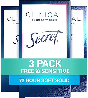 Clinical Strength Soft Solid Antiperspirant and Deodorant for Women, Free & Sensitive, 1.6 oz, Pack of 3