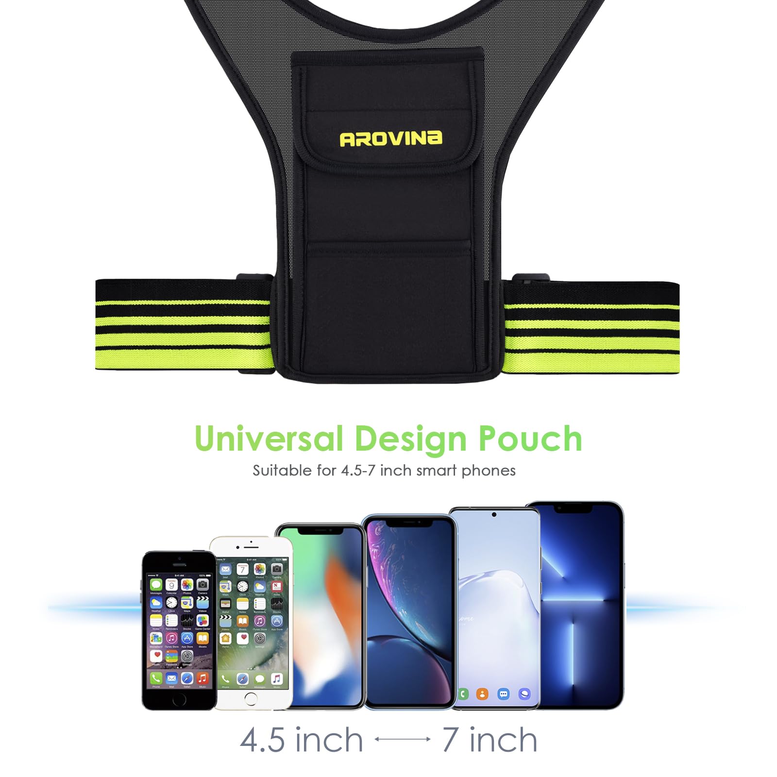 Arovina Gilet De Course Réfléchissant Avec Porte-Téléphone – 3 Poches + Porte-Bouteille, Maille Légère Homme/Femme
