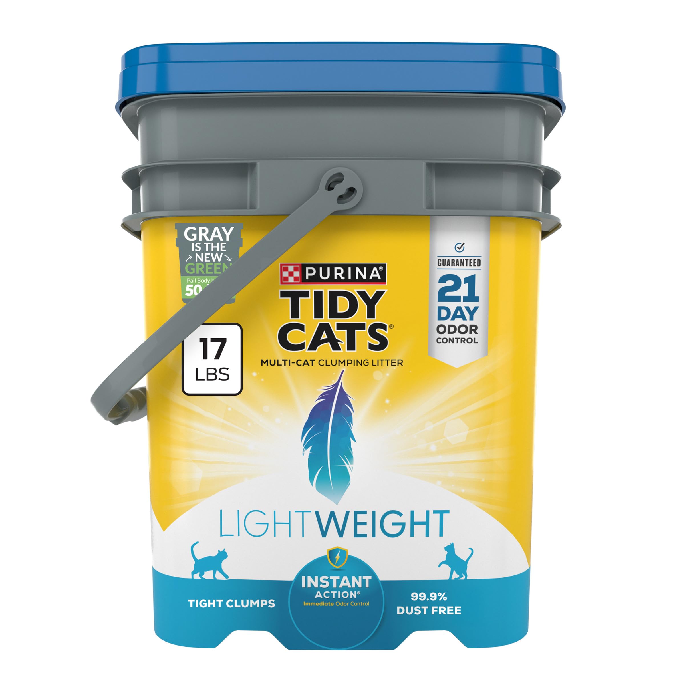 Purina Tidy Cats Lettiera agglomerante leggera ad azione istantanea per più gatti - (1) secchio da 7,7 kg