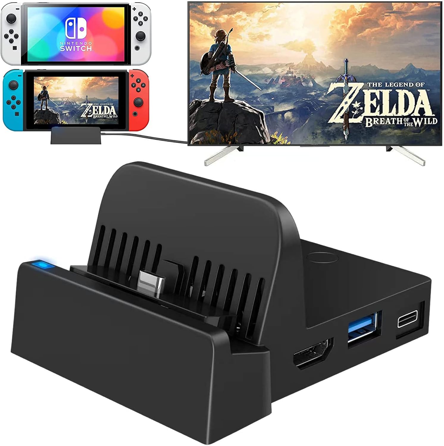 Switch Dock for Nintendo Switch OLED, Portable Nintendo Switch Docking Station for TV with 4K
