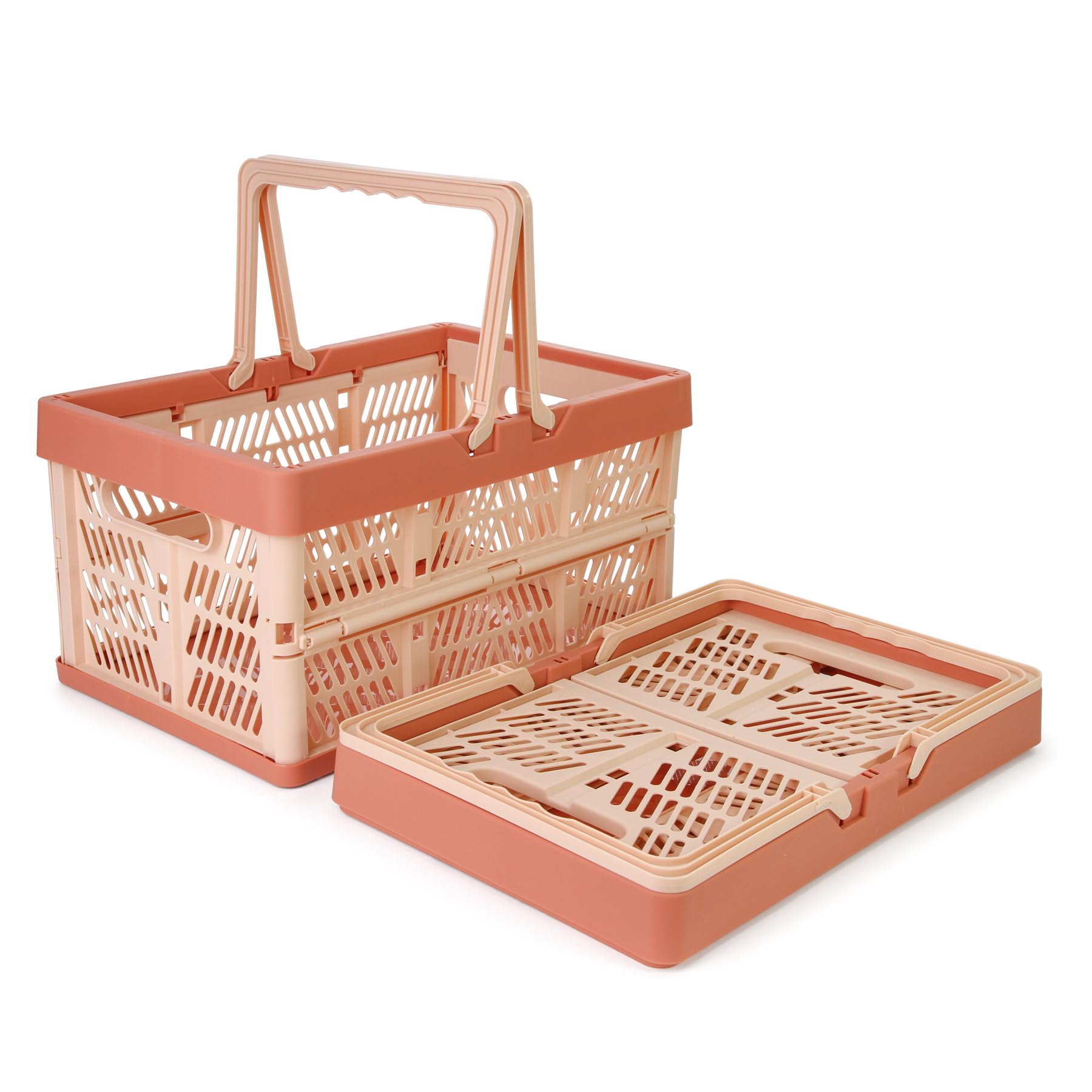 Domiella 2-Pack Foldable Storage Baskets, Collapsible PP Crates with Handles - 20L Capacity, Strong and Portable for Home Organization, Picnic and Shopping, Pink — image 1