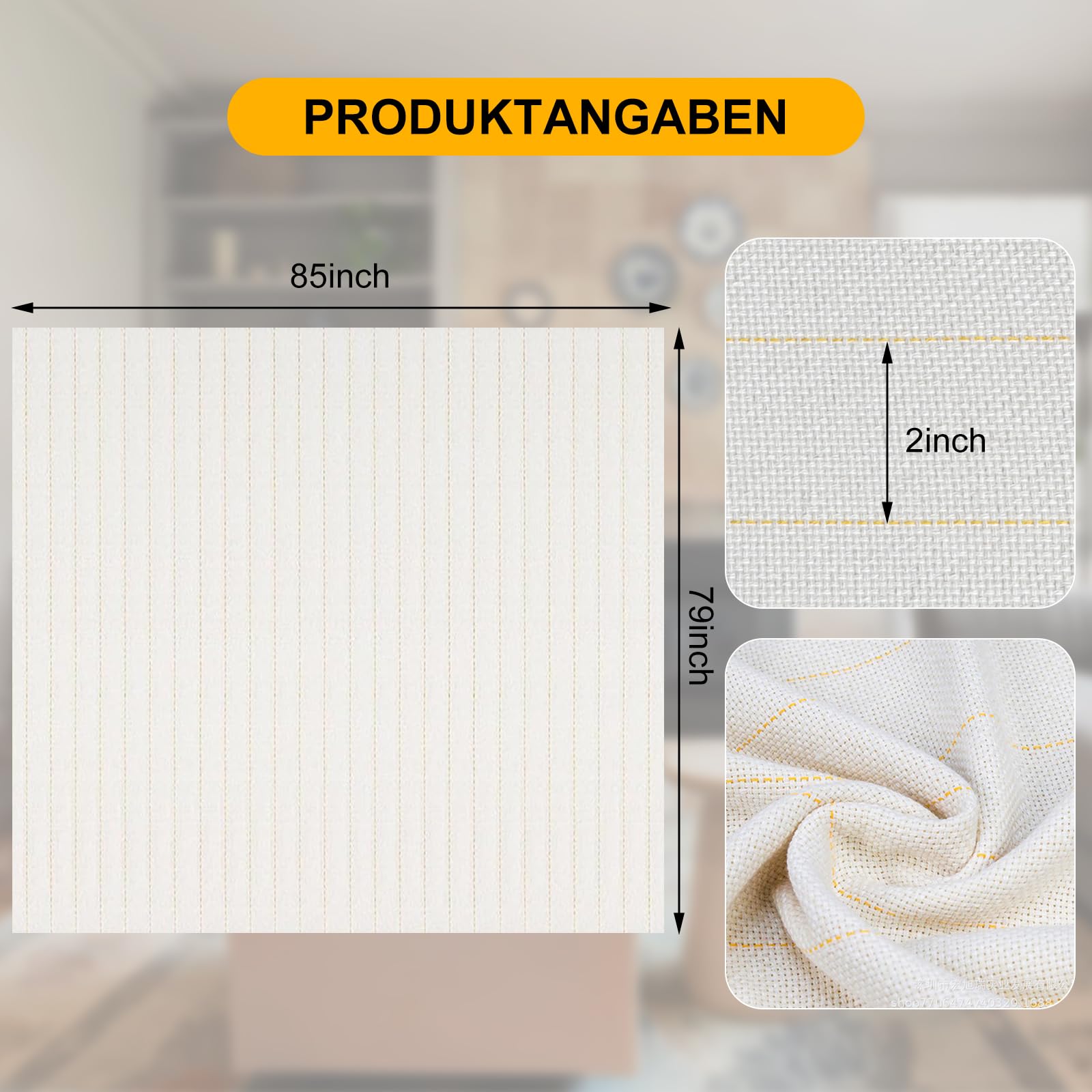 Tufting Cloth,Tufting Tuch mit Markierten Gelben Linien für Tufting,Professionelle Monk Cloth,Tufting Stoff für Tufting Guns für Handgefertigte Teppiche | Tapisserien 2.16M*2M