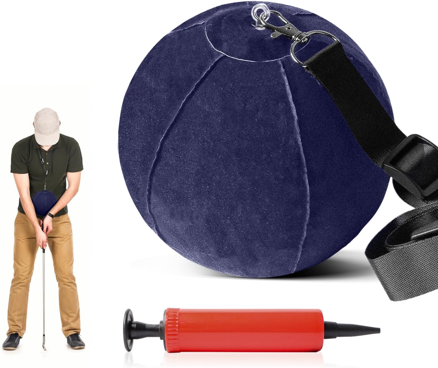 FINGER TEN Golf Smart Ball Training Aid Impact Inflatable Balls with Air Pump Adjustable Lanyard Assist Teaching Posture Correction Trainer Aids for Men Women Beginner Golfer (Blue)