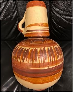 Made in Mexico Authentic Botellones/Cantarito Combo Water Carafe/Mug Cup Drinks Jar Jarra Mexicana Espiga de Barro for Hot or Cold Beverages Drinks Natural Clay Large 13x8.5" Hand Made Painted Large