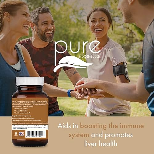 Miniatura 6 de PURE ESSENCE LABS Extracto de hongo orgánico de cola de pavo 4X, suplemento de hongos veganos para el desarrollo inmunológico, 60 cápsulas