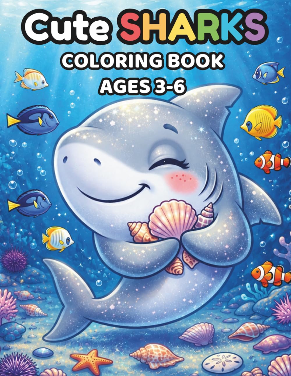 Cute Sharks Coloring Book: Fun and Easy Ocean Animal Coloring Book for Kids Ages 3-6 | Cute Little Sharks, Simple Pages for Toddlers and Preschoolers (Cute Animals Series)
