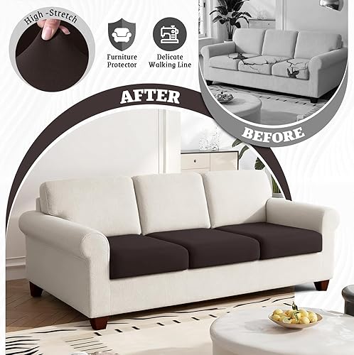 Miniatura 2 de KinCam Fundas de cojín para sofá, fundas elásticas para sofá seccional, funda de sofá para sofá en forma de L, fundas de sofá lavables (3 fundas de
