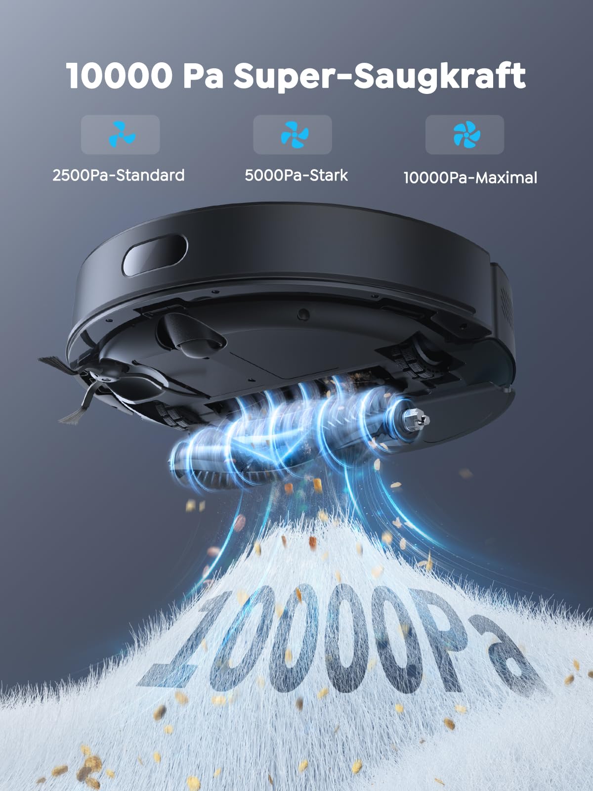 Vyzzle Saugroboter mit Wischfunktion, 10000Pa Saugroboter mit Absaugstation 3,5L, Wisch und Saugroboter mit LiDAR Navigation, 180 Min Laufzeit, App Steuerung, Tierhaare, Hartböden & Teppiche, Schwarz