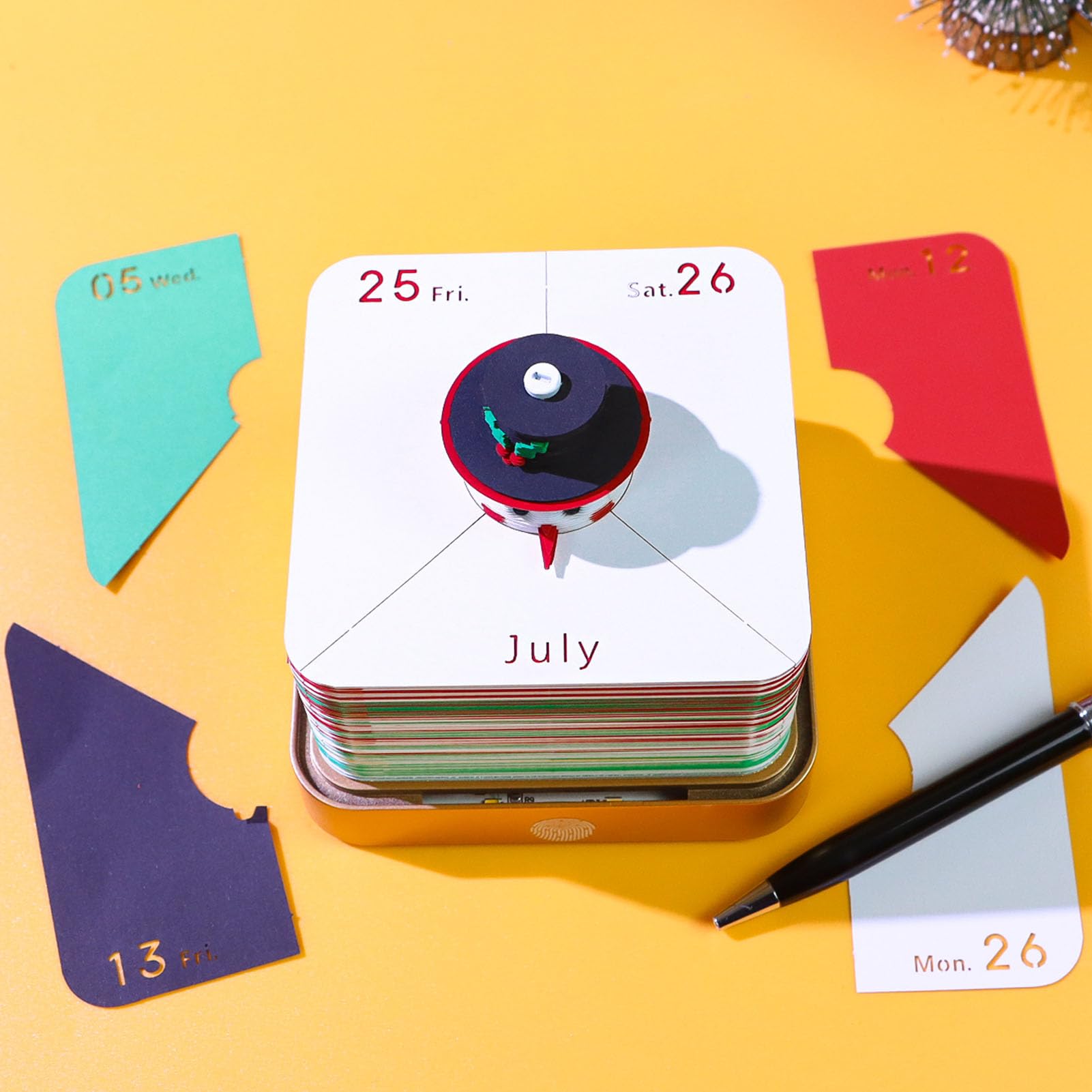 VBESTLIFE 3D -Kalender 2026, Snowman Time Stück Schreibtisch Kalender, Reißen Sie 3D -Memo -Pad, Papierskulptur Kreativer Notizblock für Geburtstags Weihnachtsgeschenke