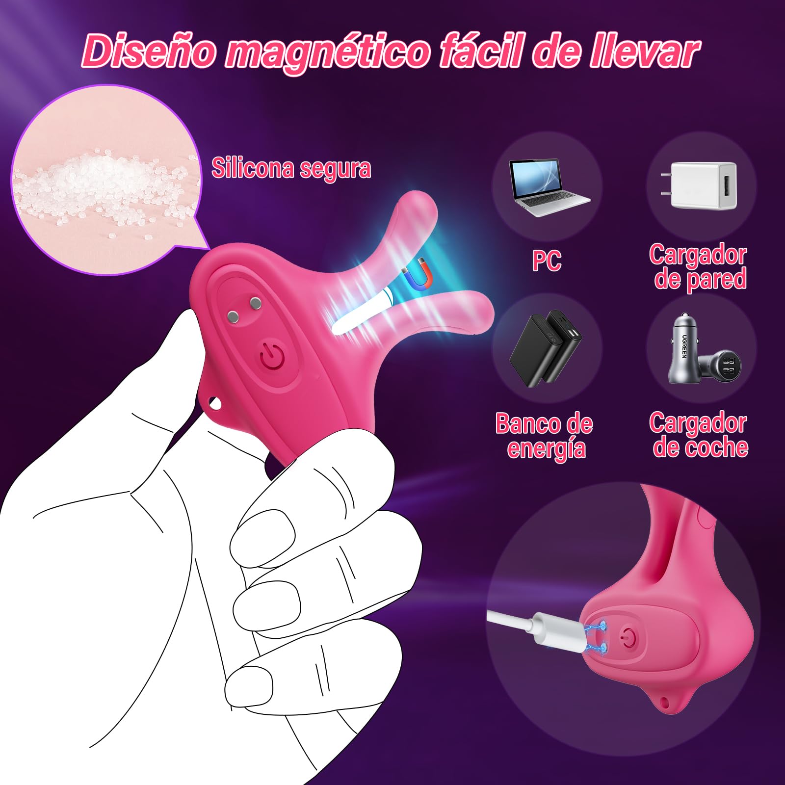 Juguetes sexuales vibratorios para pezones-Vibrador Conejo para mujeres, abrazaderas ajustables para pezones con 9 modos de vibración, vibrador magnético para pezones para BDSM para mujeres y parejas