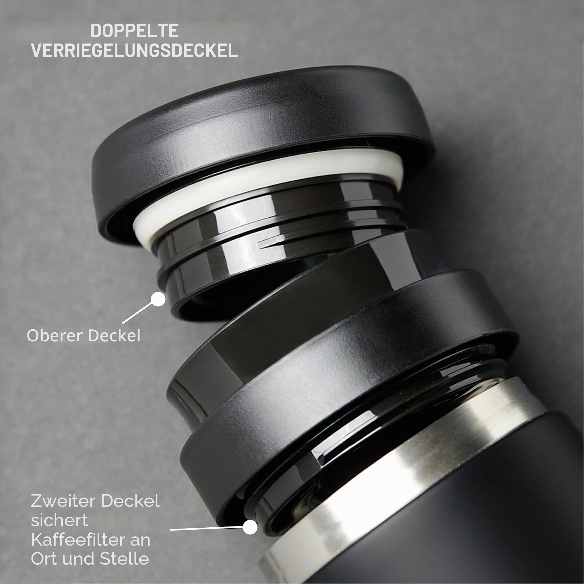 ESPRO – P0 Ultralight – Französische Kaffeepresse für Einzelportionen und leichte Trinkflasche für Reisen, Camping und den täglichen Gebrauch, Edelstahl, vakuumisoliert, 16 oz (Matte Meteorite Black)