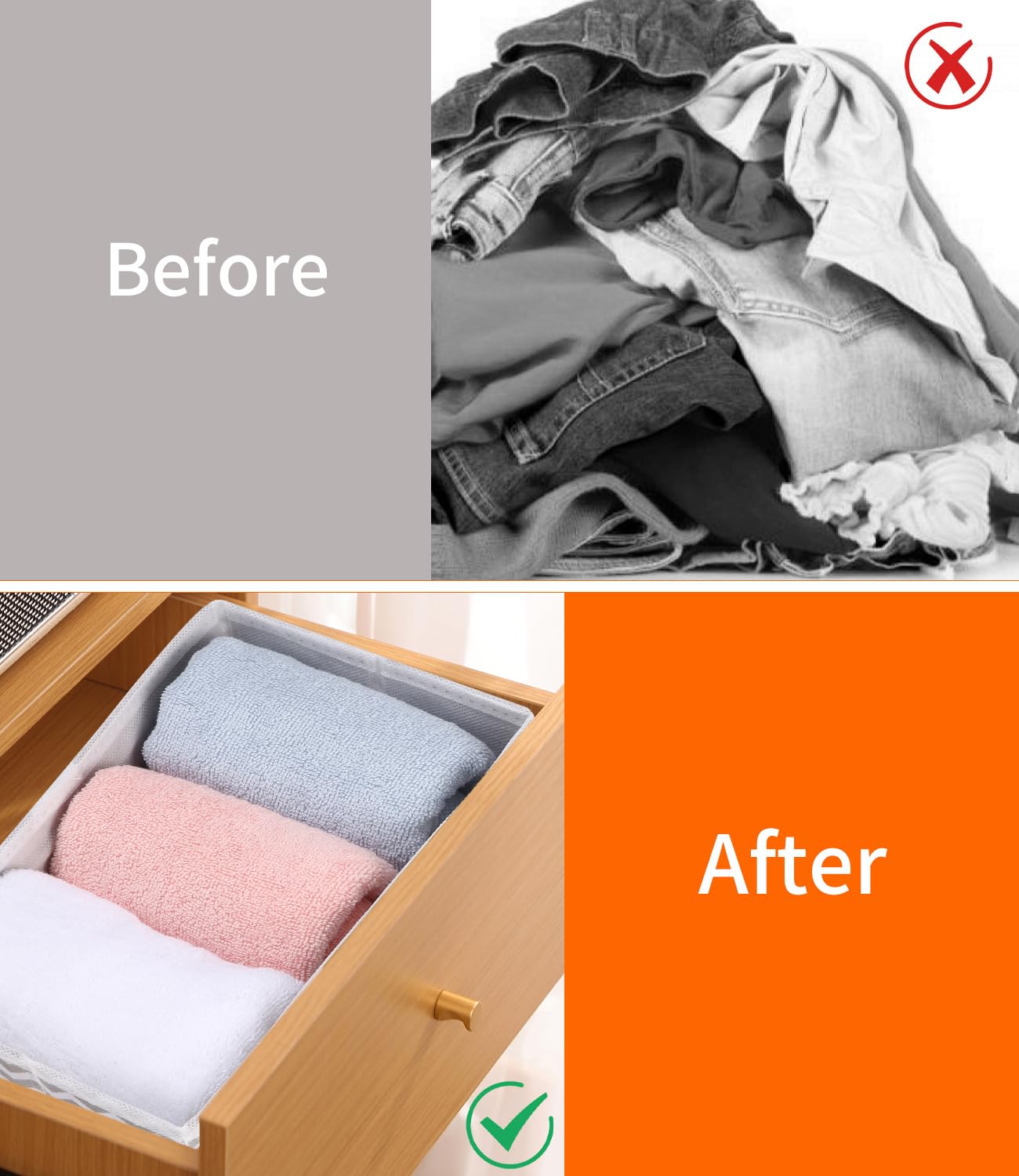 Set Di 12 Organizer Per Cassetti Criusia | Pieghevoli In Tessuto | 3 Dimensioni: Grandi, Medi, Piccoli | Per Vestiti, Biancheria, Accessori