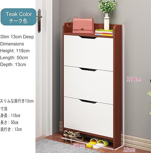 Miniatura 2 de Armario de zapatos delgado para entrada, armario de almacenamiento oculto de zapatos, armario organizador de zapatos estrecho con puertas, zapatero