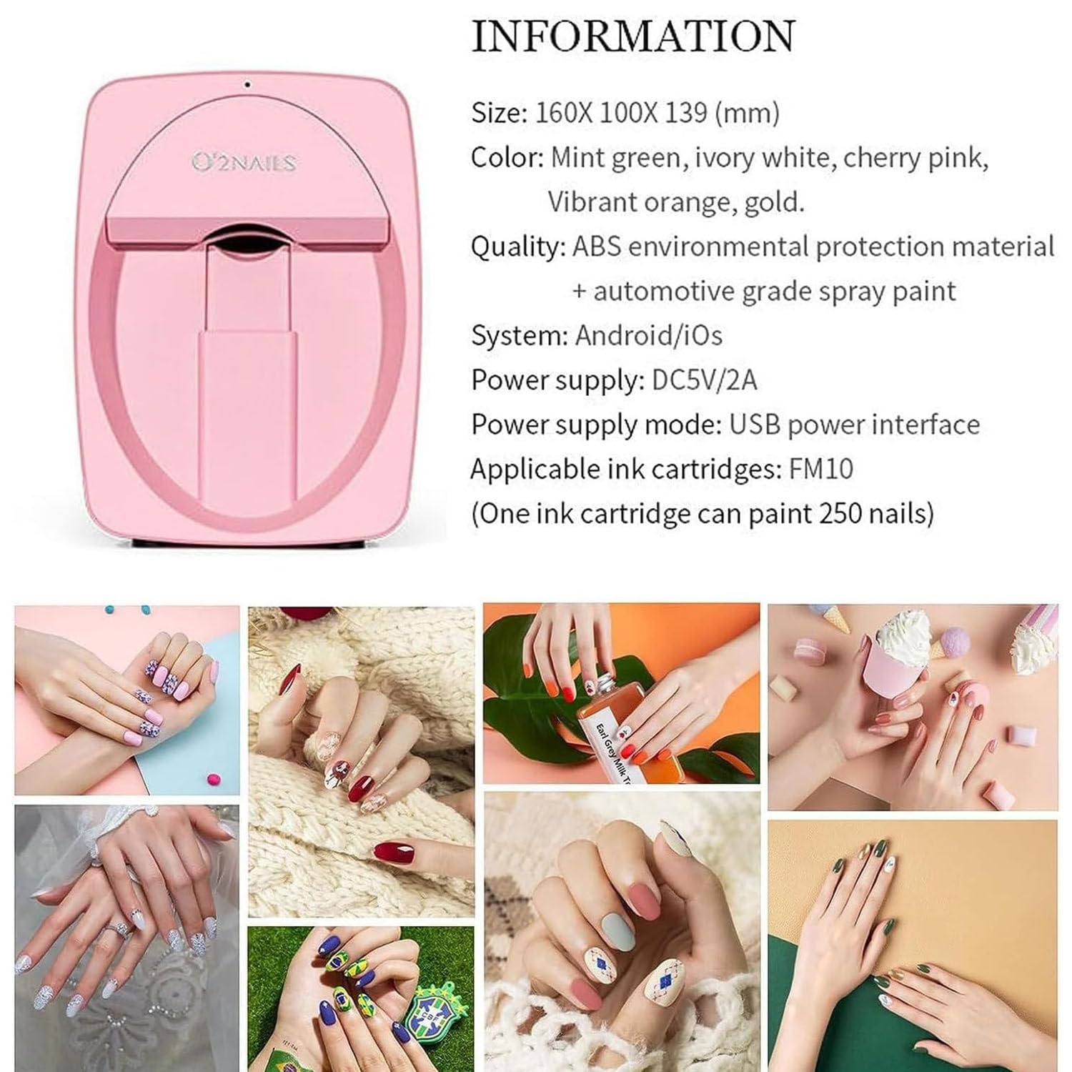 Mini Stampante Unghie Stampante Unghie Professionale 3D Macchina da Stampa Portatile, Piccola Stampante per Smalto Fotografico Digitale 3D er Studio di Unghie/Manicurista,Rosegold