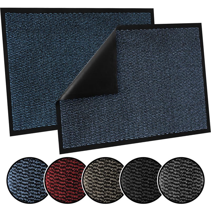 TrendMakers Door Mat Indoor & Outdoor Non-Slip Rubber Backed door mats indoor Super Absorbent Washable Dirt Trapper doormats - Durable & wrinkle-free Barrier Rug (Midnight Blue/Black - 80cm x 160cm) — image 1