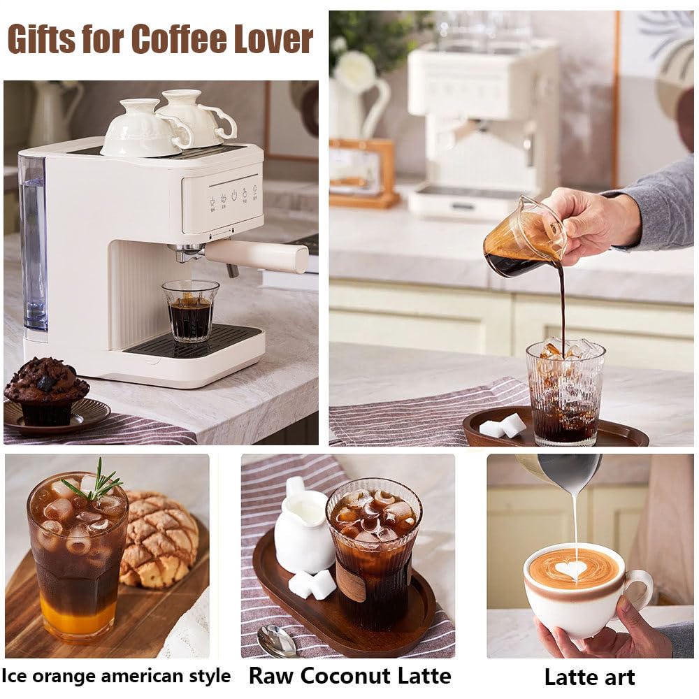 Cafetera Espresso De 20 Bares, Cafetera SemiautomáTica Con Vaporizador De Leche, Pantalla TáCtil, Tanque De Agua De 60 Oz, Cafetera Para El Hogar, MáQuina De Café Con Leche,Black