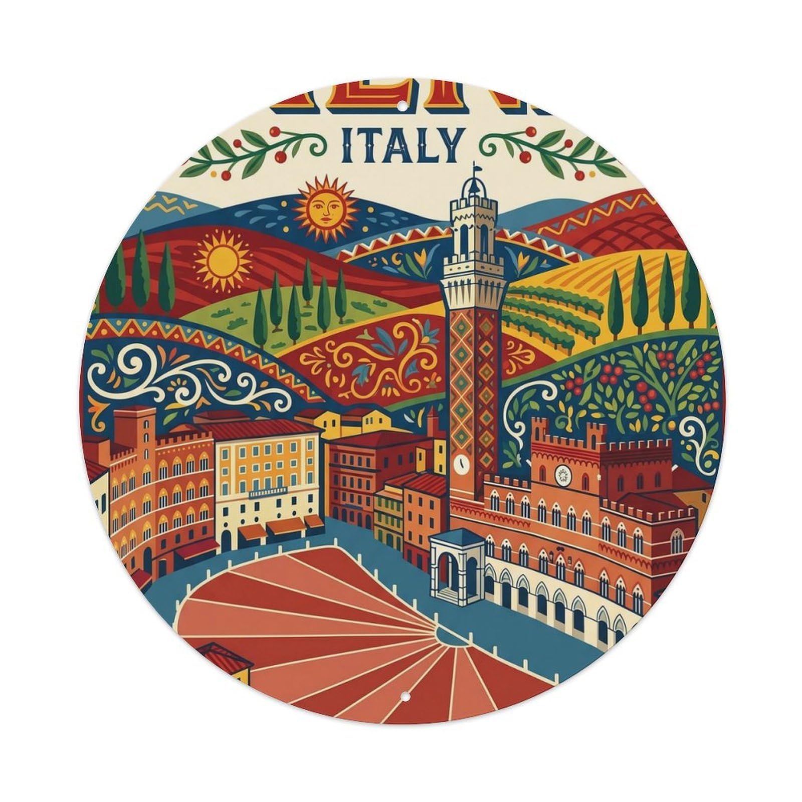 Vintage Travel Siena Italy Folk Metal Tin Sign