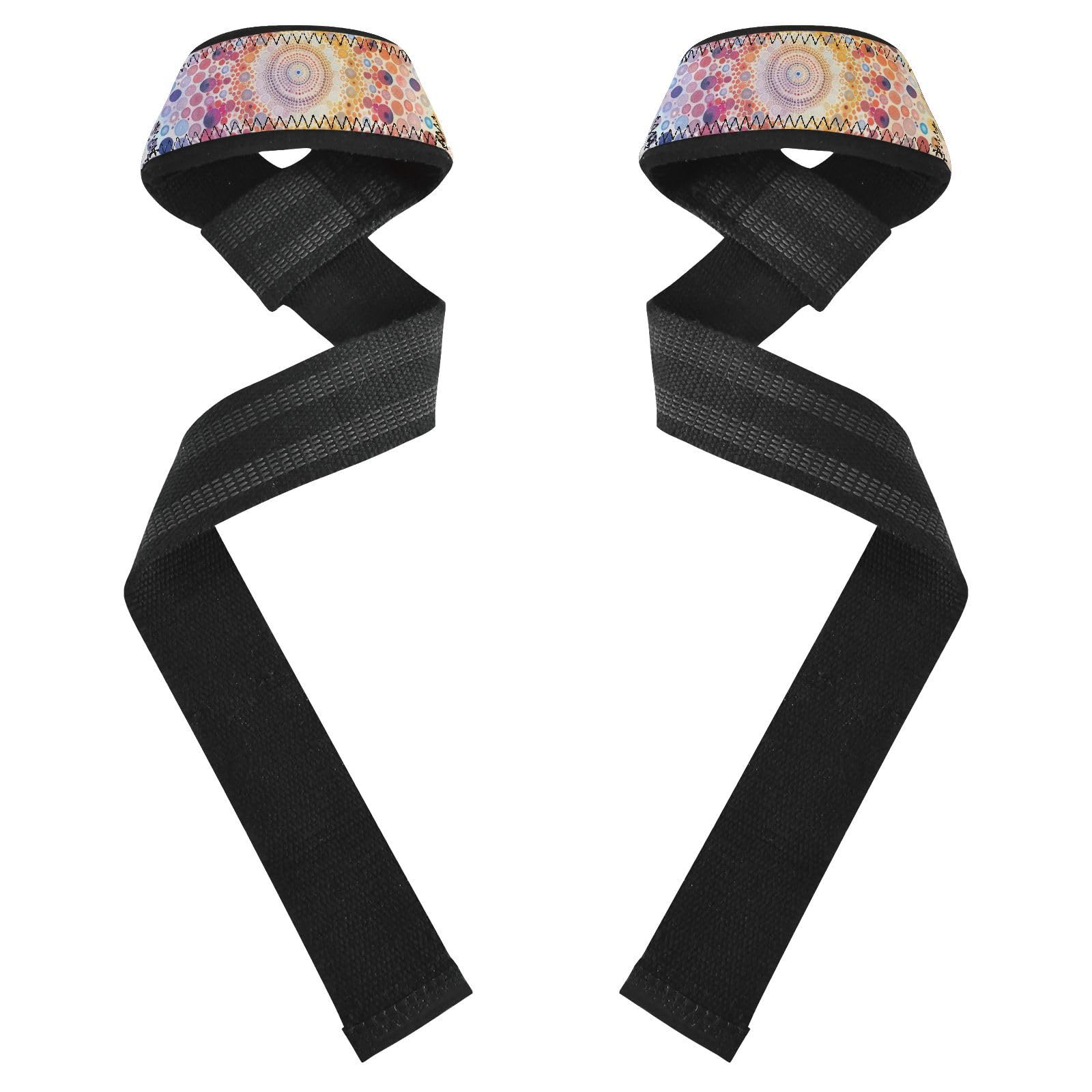 Nander Beautiful Mandala Print Wrist Straps for Weightlifting,Lifting Straps with Neoprene Cushioned Wrist Padded and Anti-Skid Silicone for Strength Training,Bodybuilding,Deadlifting