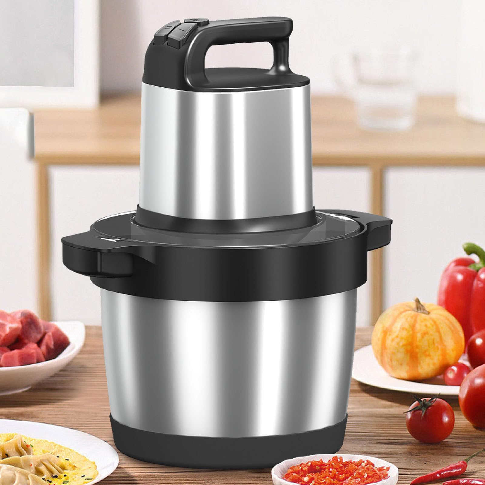 Hachoir Electrique 1 2 3 Inox ( Multifonction Hachoir Pour Viande, Légumes Et Fruits