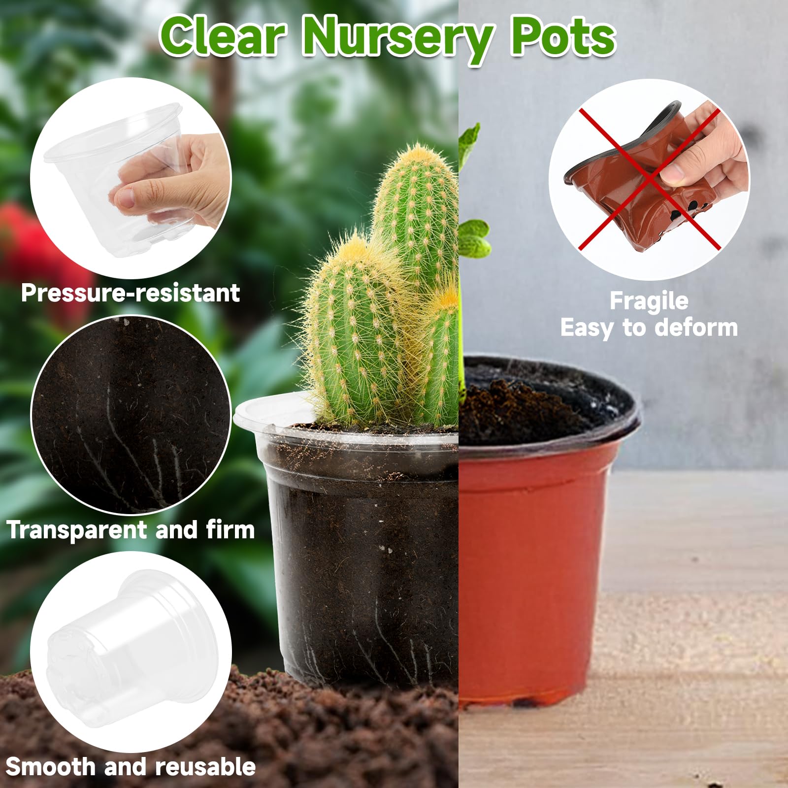 KINGLAKE 36 Pcs Plastic Plant Pots Clear Orchid Pots - Image 3