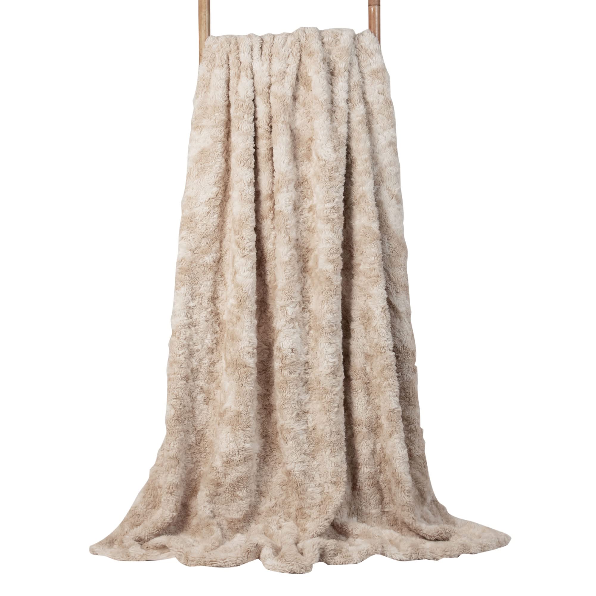 icon Luxury Faux Fur Throw Blanket Natural from B&Q