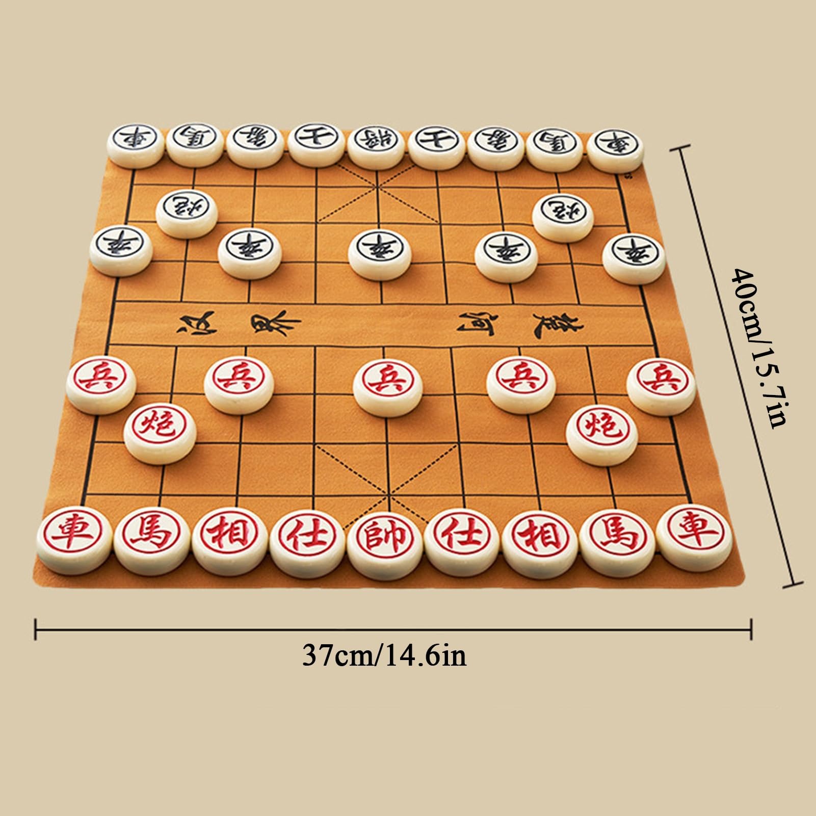 Jeu d'échecs Chinois Xiangqi, Jeu de société avec pièces d'échecs en mélamine, Jeu d'échecs de Voyage Portable, Comprenant Un échiquier en Cuir(3.8cm/1.5in)