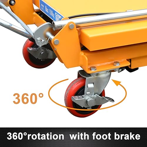 Miniatura 5 de Legines Carro de mesa de elevación hidráulica Manual Solo Scissor Cart Capacidad de 330 libras Heavy Duty 28.3 "Altura de elevación Material Handing