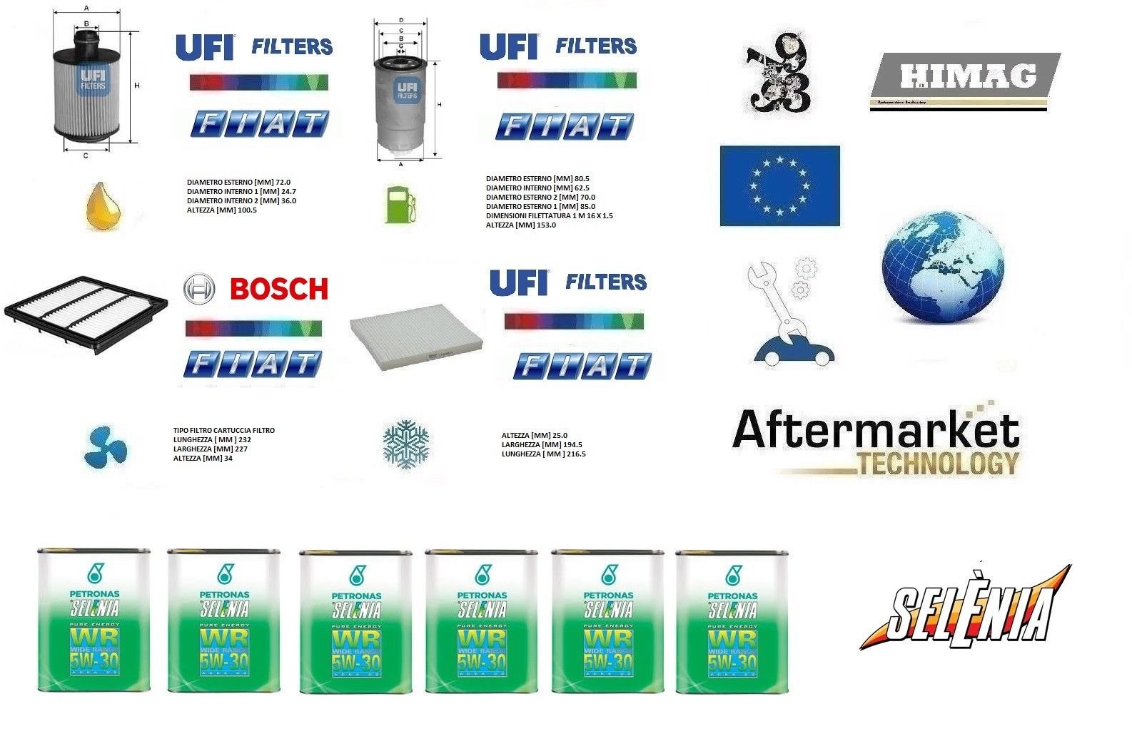 Kit Filtri Tagliando + 6 Litri Olio Selenia 5W30