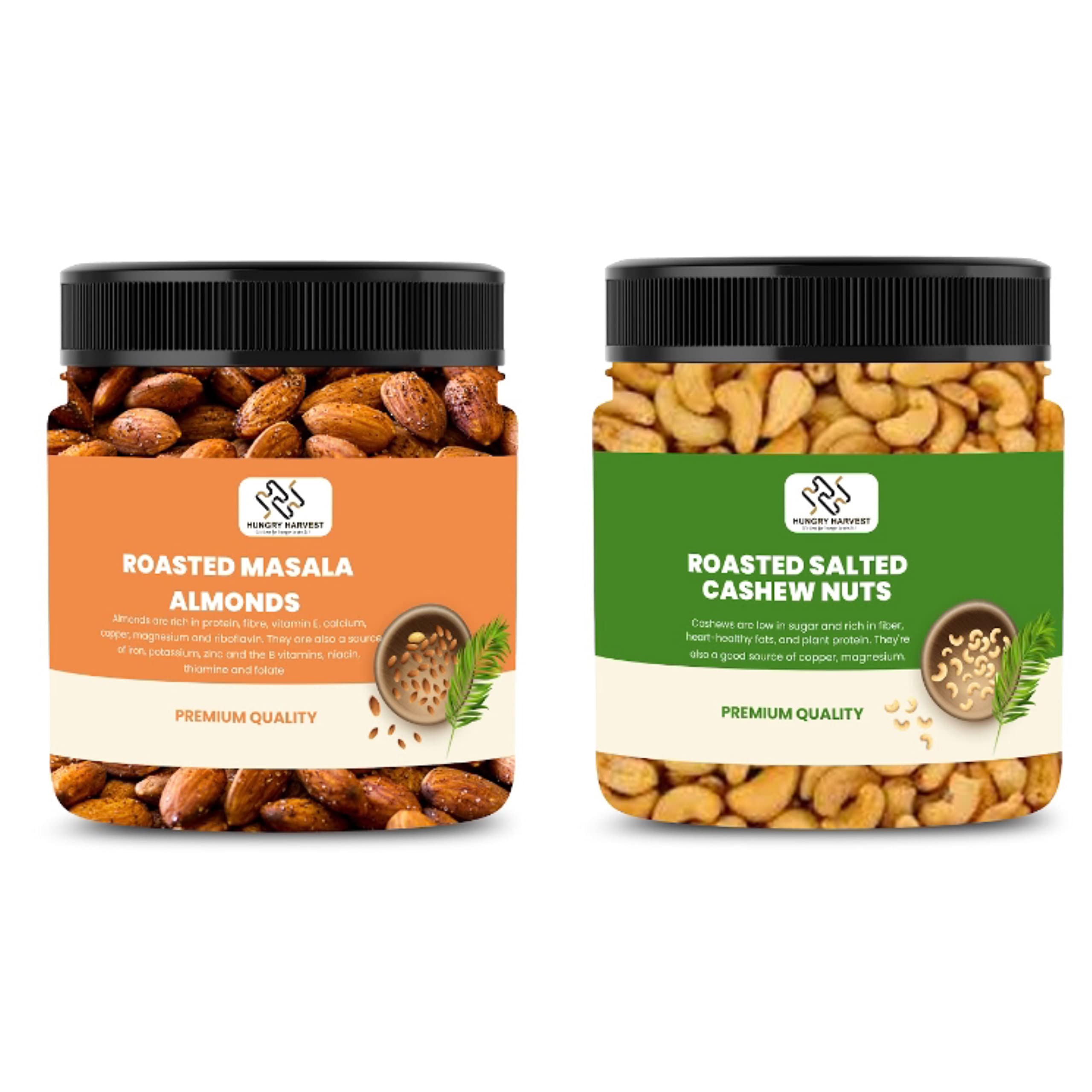 Hungry Harvest Combo Pack of Roasted Cashew| Kaju 250 gms and Roasted Masala Almonds 250 gms Total 500 gms [Jar Pack] (B09K59WT2M) Amazon Price History, Amazon Price Tracker