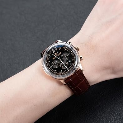 Reef Tiger Automatic Chronograph Watch, Multi-Functional, Leather Strap, Men's Luxury Timepiece