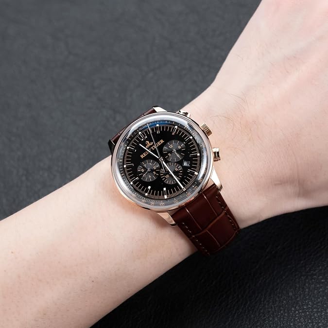 Reef Tiger Automatic Chronograph Watch, Multi-Functional, Leather Strap, Men's Luxury Timepiece