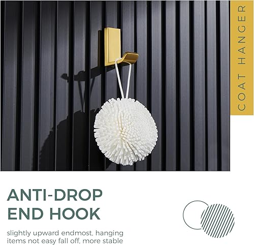 Miniatura 5 de Gancho para bata de toalla, oro cepillado, soporte para toallas de mano de acero inoxidable 304, soporte de pared para colgar ropa de baño