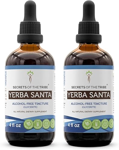 Secrets of the Tribe Yerba Santa Tincture Extracto sin alcohol, gotas de hierbas de alta potencia, tintura hecha de Eriodictyon Californicum