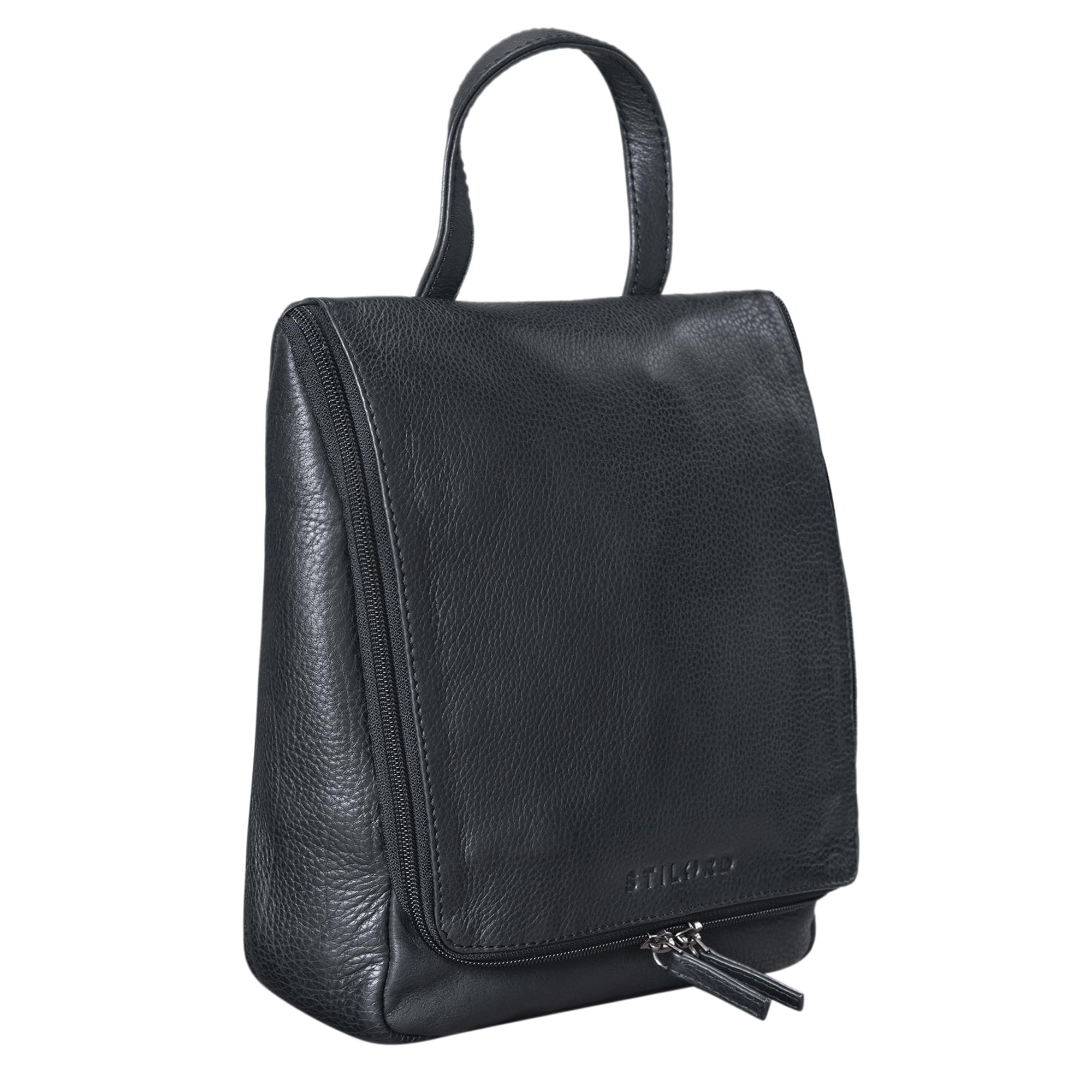 STILORD "Lewi" Borsa da Toilette pelle appendibile con manico per Uomo Donna Beauty Case Borsetta da viaggio Trousse da bagno e palestra Borsetta vera pelle marrone sepia Colore:seppia - marrone