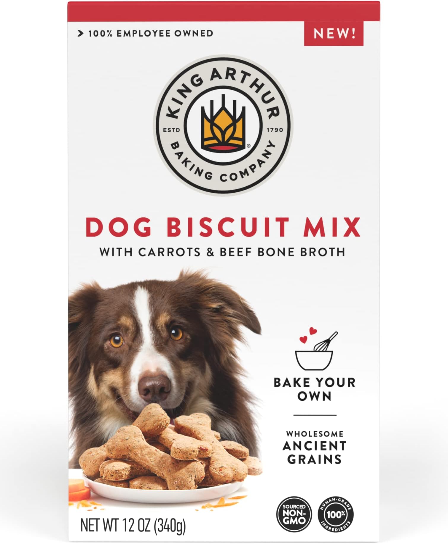 Dog Biscuit Mix, Beef Bone Broth & Carrot, Homemade Dog Treats, 12 Oz