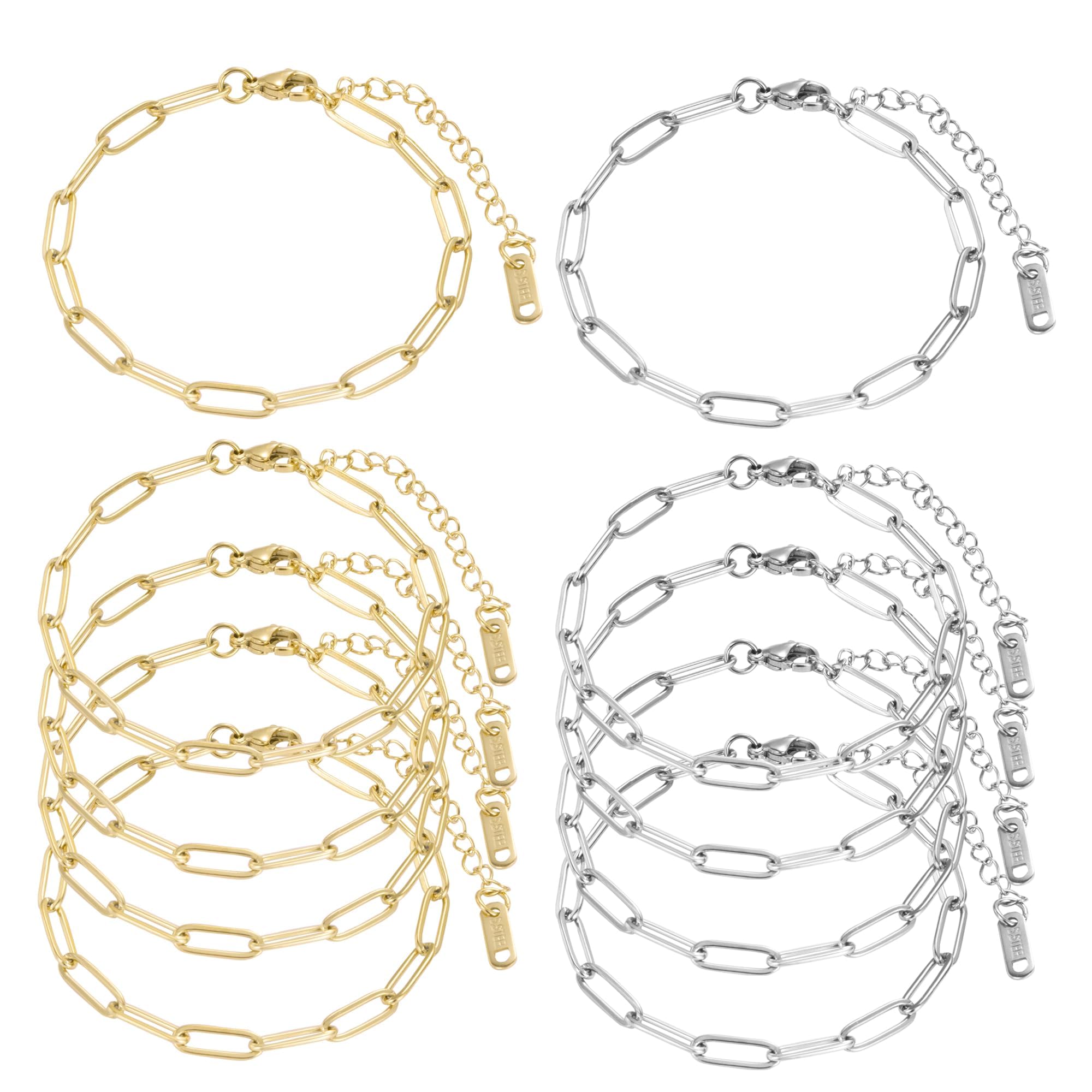 Amazon.com: HUISUYTON 10 PCS Charm Bracelet Chain, 18K Gold Charm
