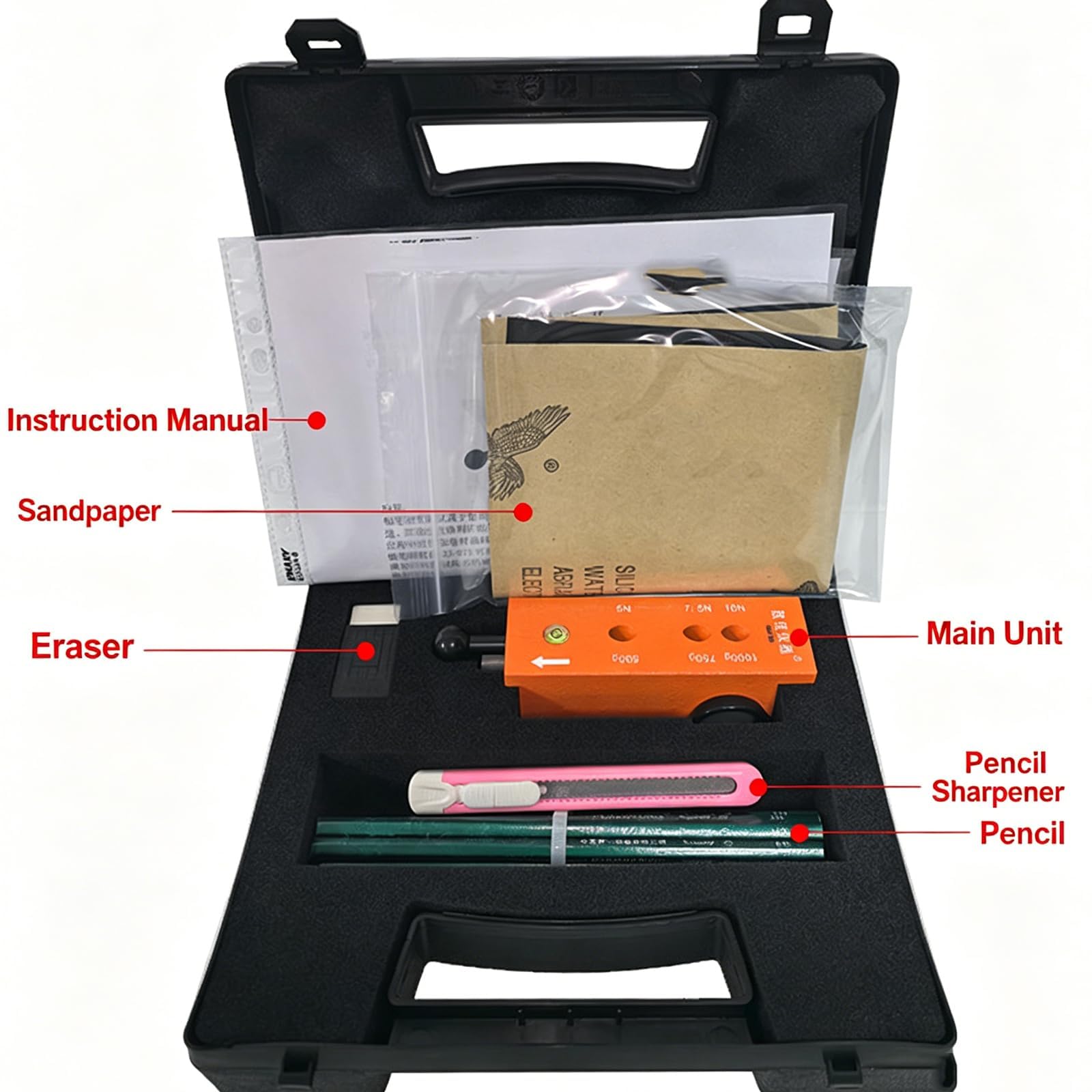 Bleistift Härteprüfer mit 500g/750g/1000g Belastungen, 13 Bleistifte für 45° Lackfilm-Kratztest, inklusive Aufbewahrungsbox & Vorbereitungszubehör