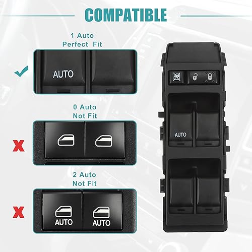 Miniatura 4 de ACROPIX Interruptor de elevalunas eléctrico delantero izquierdo para Dodge Caliber Hatchback de 4 puertas, All Edition, 1 unidad, color negro