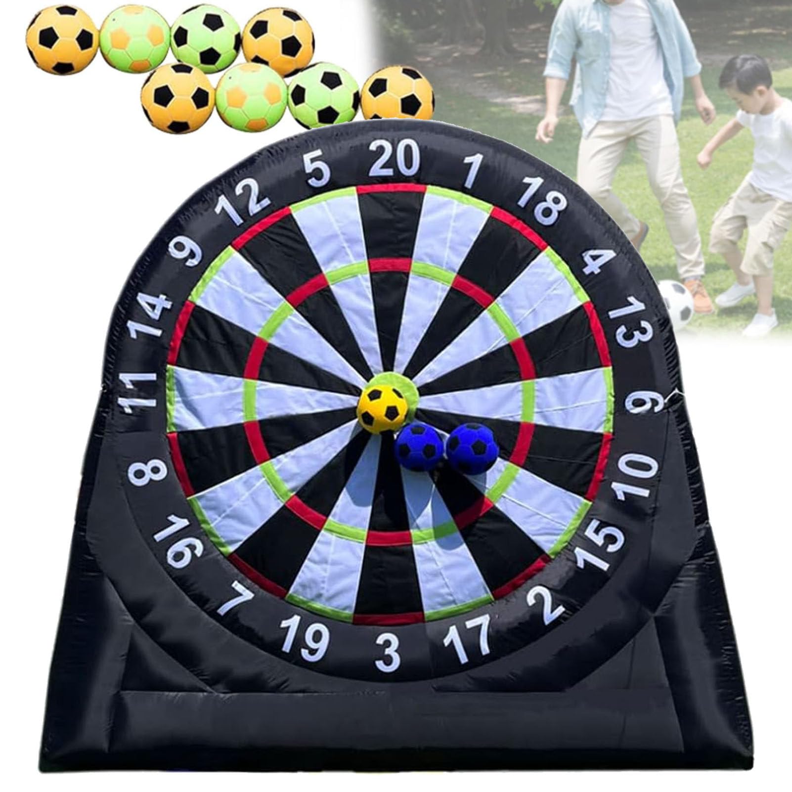 Oiyekntd Outdoor Dart Board Giant Inflatable Soccer Darts Board with 8 Soccer Balls & Blower, Large Kick Football Target Dartboard for Kick Dartboard Sport Game A-4M/13FT