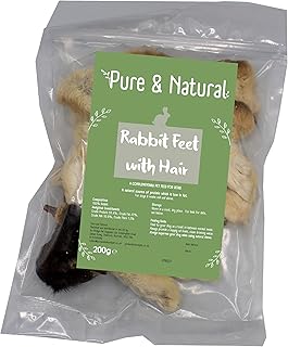 Pure & Natural Rabbit Feet with Fur - 200g Healthy Dog Treats Box, Rabbit Chew for Large & Small Dogs