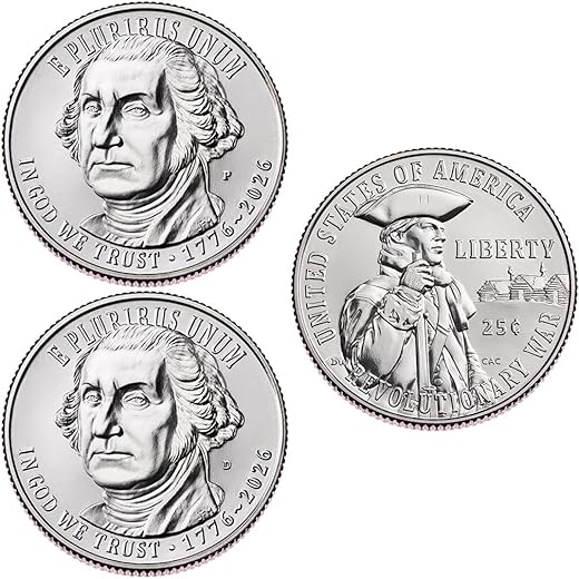 2026 P,D BU 250 Anniversary Semiquincentennial Quarters Revolutionary War Choice Uncirculated US Mint 2 Coin Set