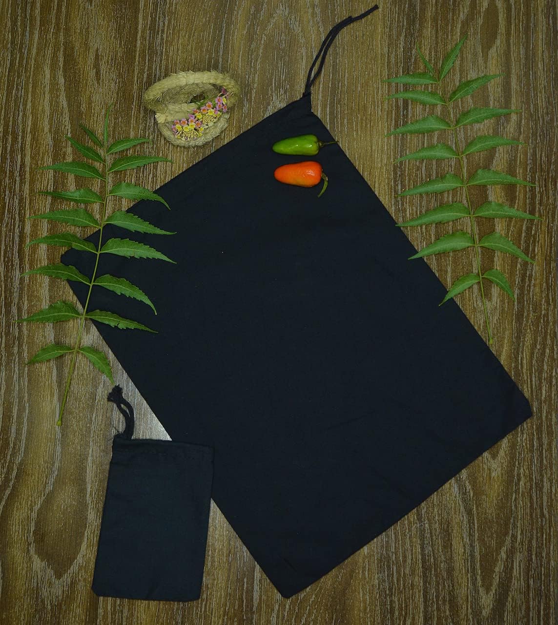 Hottest Sales Cotton Muslin Bags, Single Drawstring Premium Quality Eco Friendly Black Reusable Muslin Bags. Pack of 100. (12 x 16 Inches)