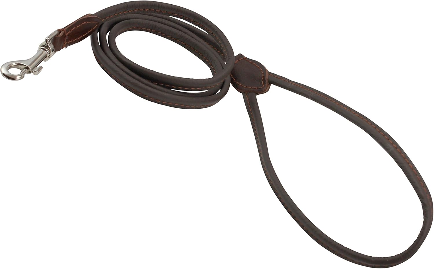 Dogs My Love 4ft Long Round Genuine Rolled Leather Dog Leash Brown (X-Small: 1/4" (6mm))