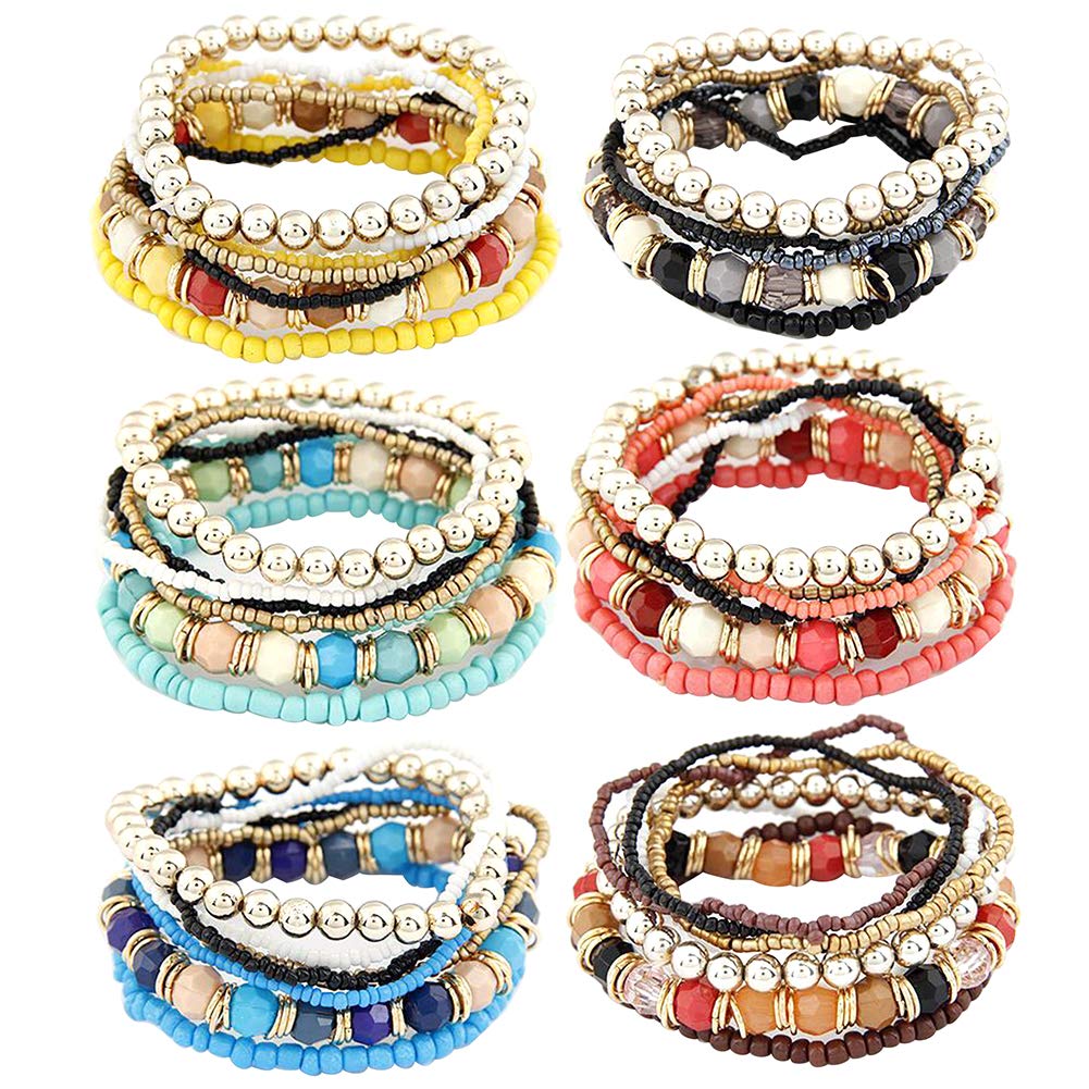 Uskerb Set di 16 braccialetti dell'amicizia fatti a mano con