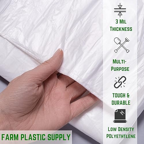 Miniatura 2 de Farm Plastic Supply - Láminas de plástico transparente - 3 mil - (4' x 200') - Láminas de plástico grueso, cubierta de barrera de vapor de