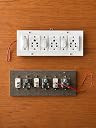 Wooden Extension Board with 3 Switches and 3 Sockets, Brown Wood Finish gallery image
