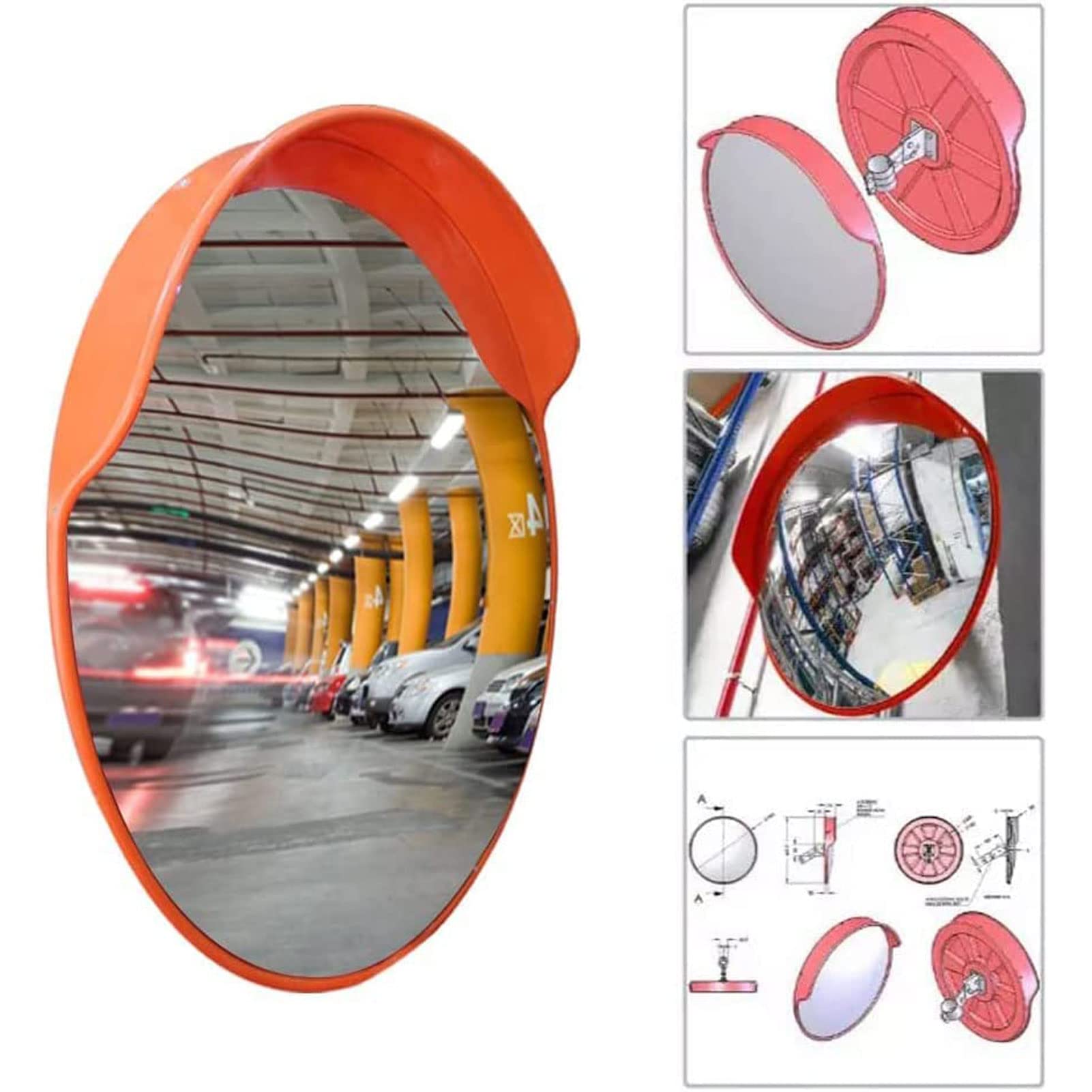 Miroir Convexe Miroir Convexe De Sécurité Routière Pour La Sécurité De L'entrepôt Et Du Garage D'allée Ou La Sécurité Du Magasin Et Du Bureau Pour Éliminer Les Angles Morts, Miroir D'angle Mort à 13