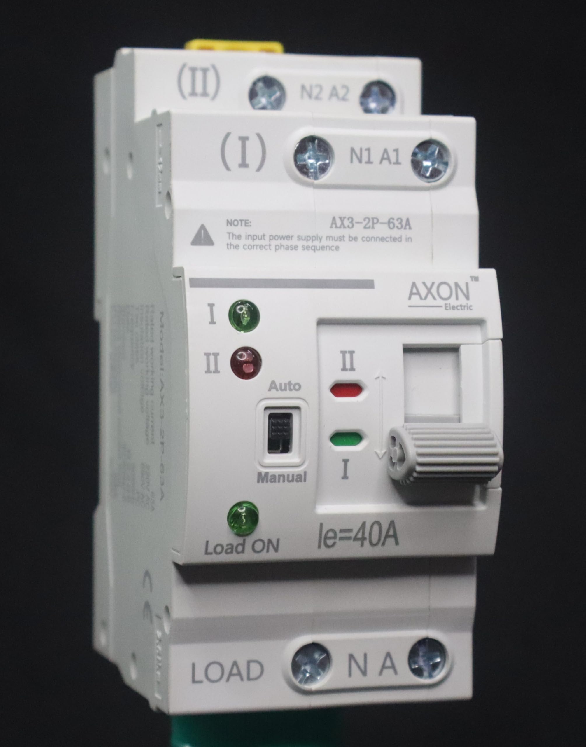 Axon Electric 2 pole mini ATS AX3-2P-63A Automatic Transfer Switch. 35mm DIN Mounting, with under/Over voltage detection and transfer,Contact rating 5A@ 230VAC,50Hz, Manual or Auto operations,-picture-11