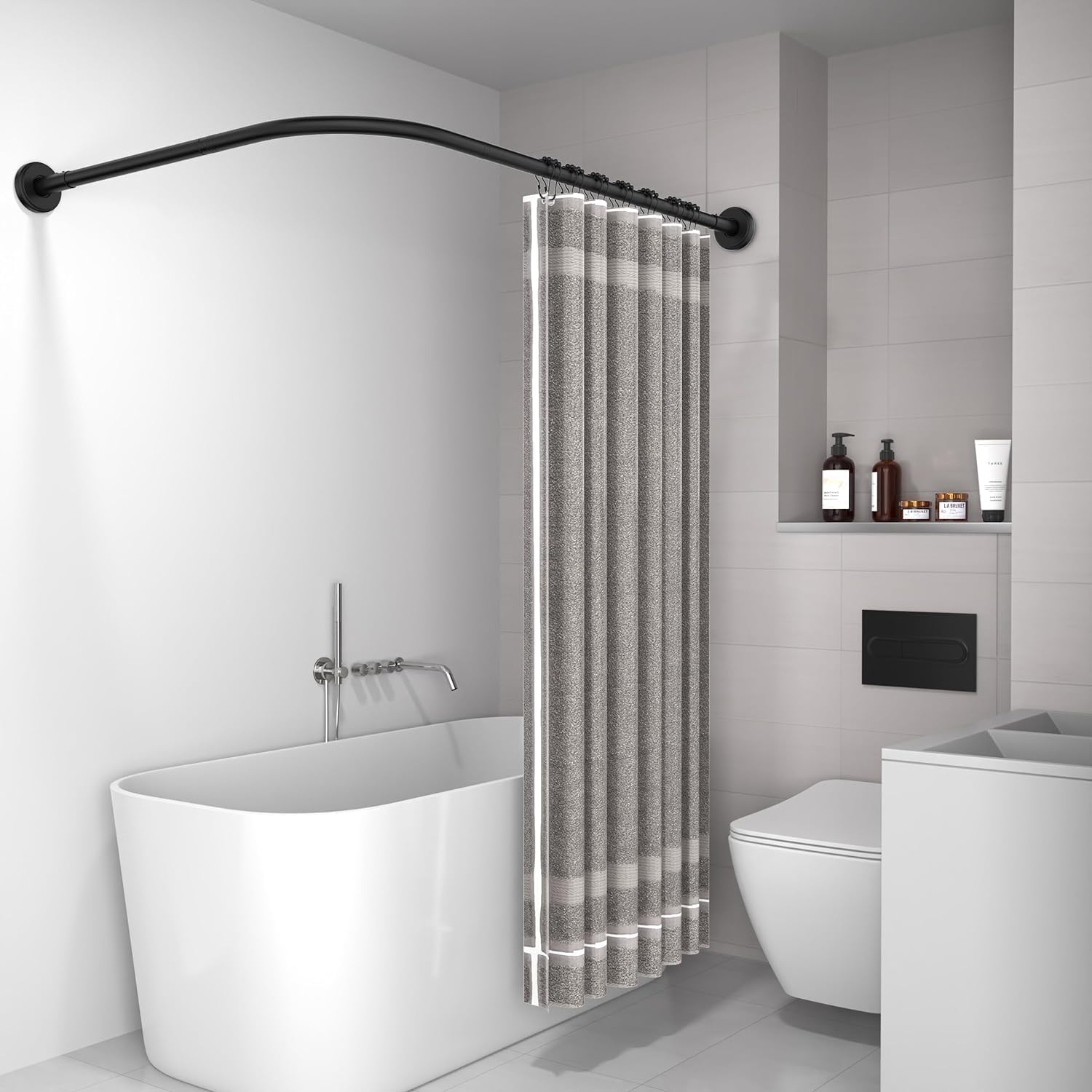 L-Form Duschvorhangstange Eckdusche - Verstellbar Ohne Bohren