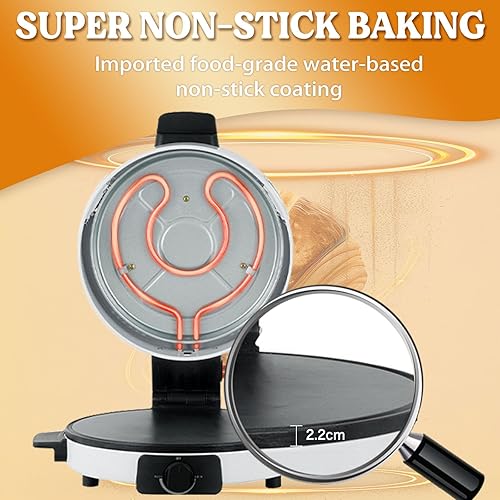Miniatura 5 de Máquina para hacer pan árabe, horno eléctrico para hacer pizza o pita para pizza y pan en casa, temperatura ajuste-1800 W, 110 V
